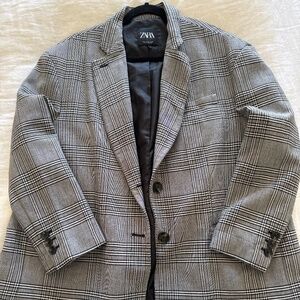 Zara Gray Plaid Blazer